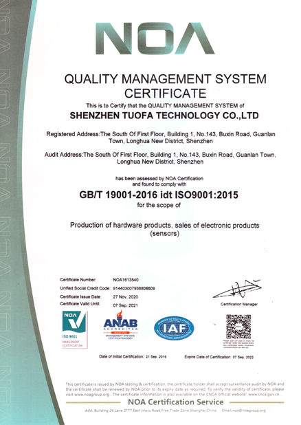 China Shenzhen Tuofa Technology Co., Ltd. certificaciones